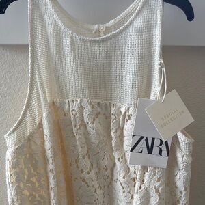 Zara Off-White  Lace Tank Dress NWT sz 9